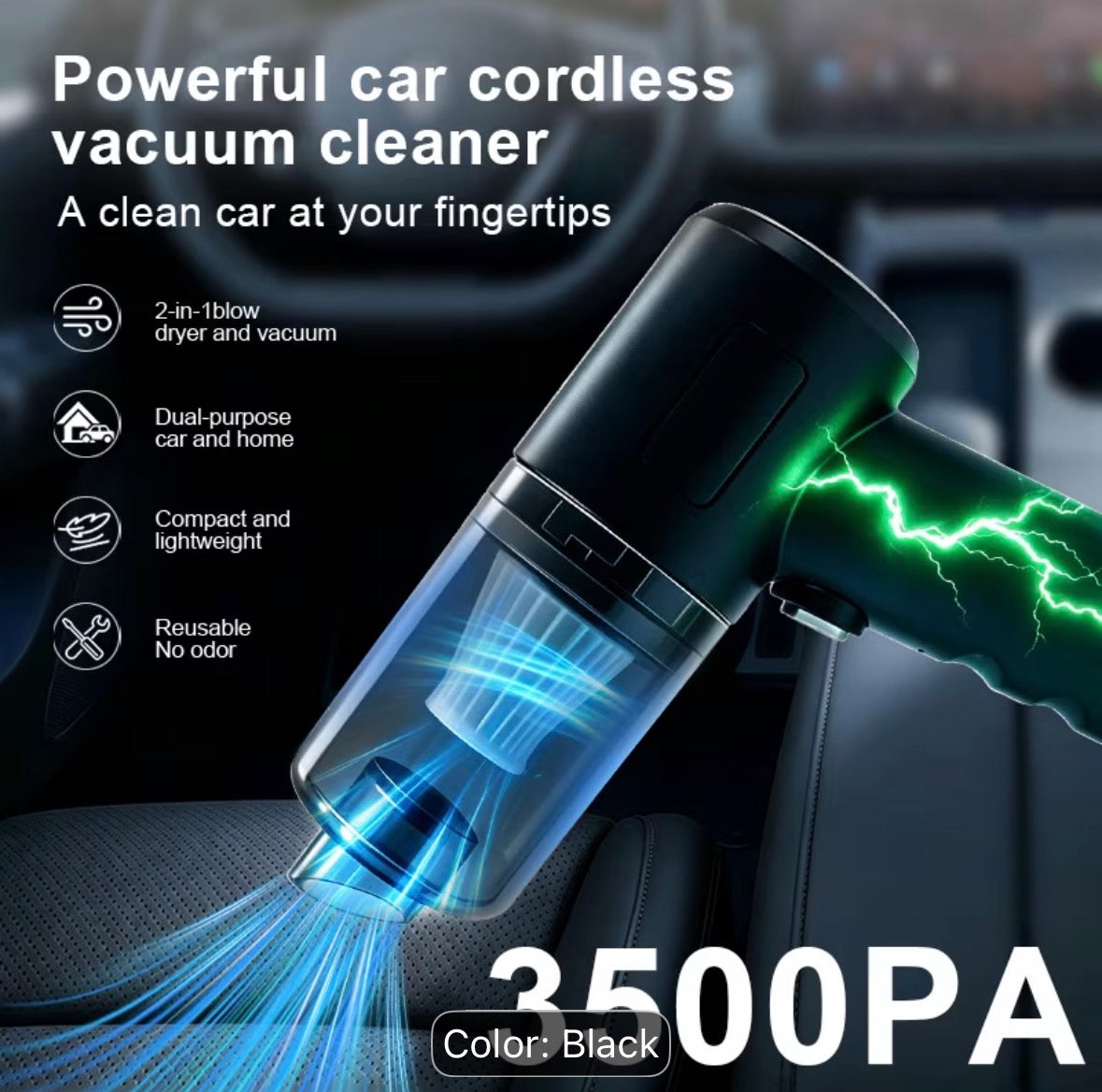 PowerClean™ – Cordless High-Power Car & Home Vacuum