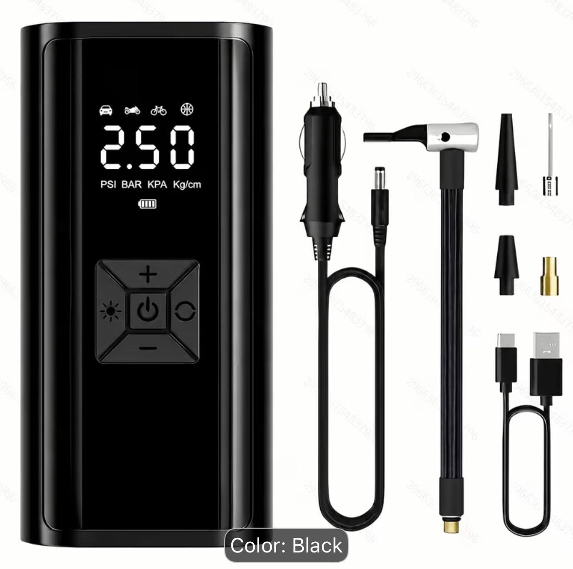 Portable cordless tyre inflator