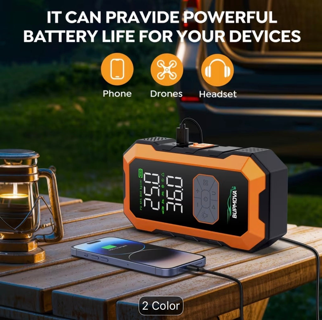 ALL-IN-ONE 12,000A Car Jump Starter + Cordless Tyre Inflator