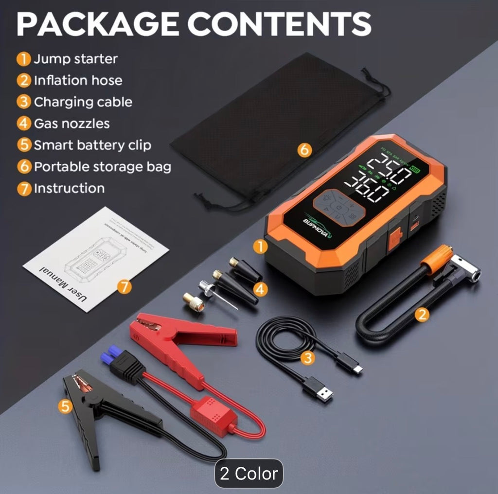 ALL-IN-ONE 12,000A Car Jump Starter + Cordless Tyre Inflator