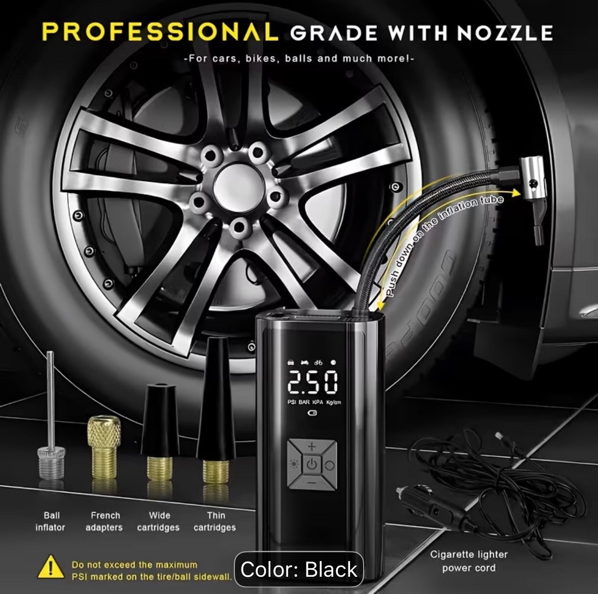 Portable cordless tyre inflator