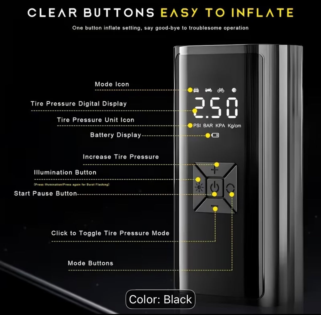 Portable cordless tyre inflator