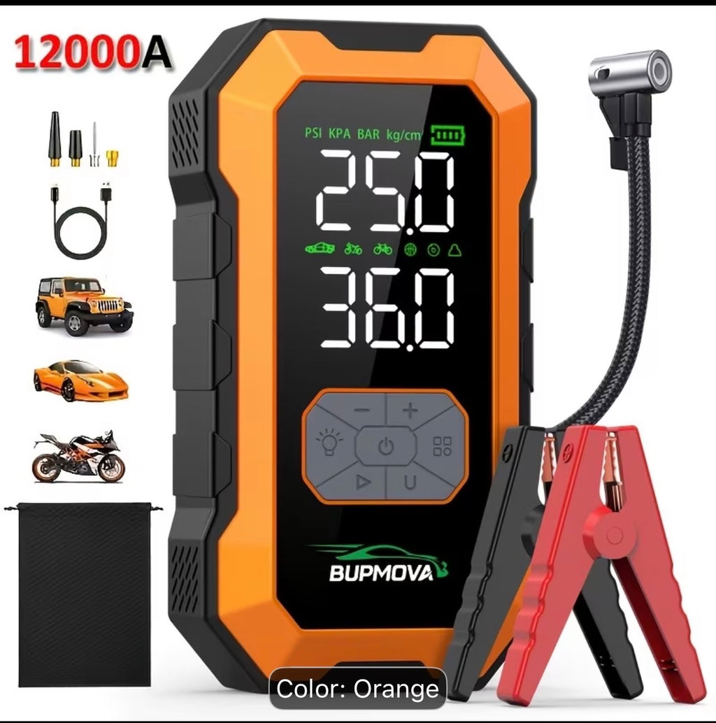 ALL-IN-ONE 12,000A Car Jump Starter + Cordless Tyre Inflator