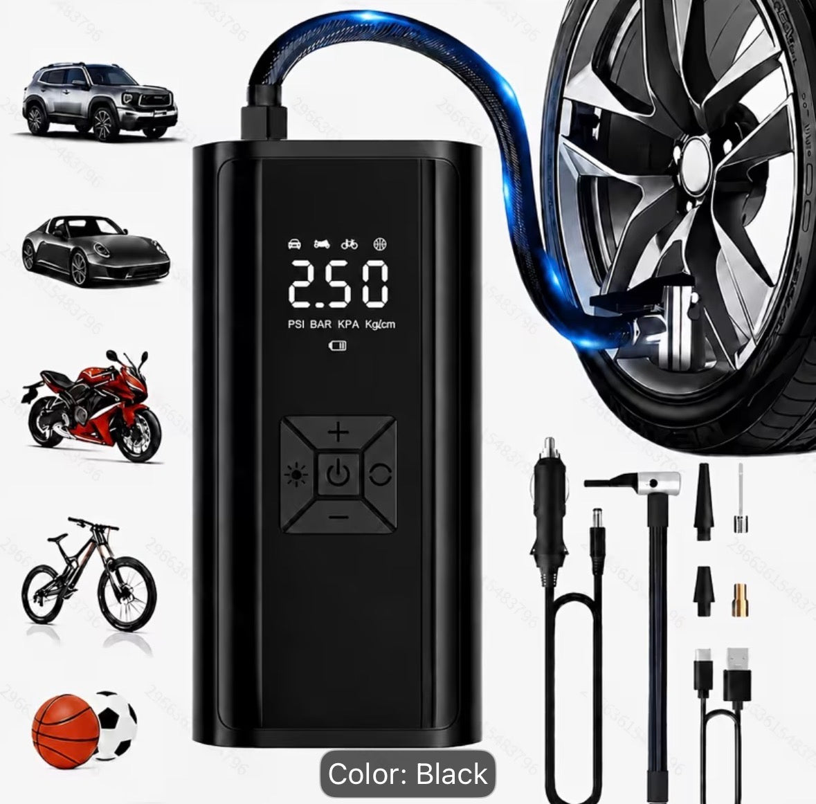Portable cordless tyre inflator